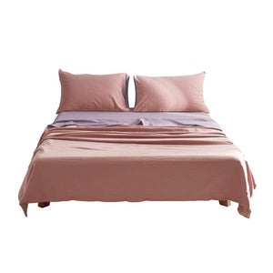 Cosy Club Sheet Set Bed Sheets Set Double Flat Cover Pillow Case Pink Purple Deals499