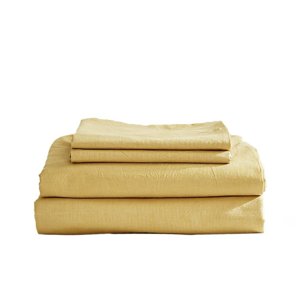 Cosy Club Sheet Set Bed Sheets Set Double Flat Cover Pillow Case Yellow Essential Deals499