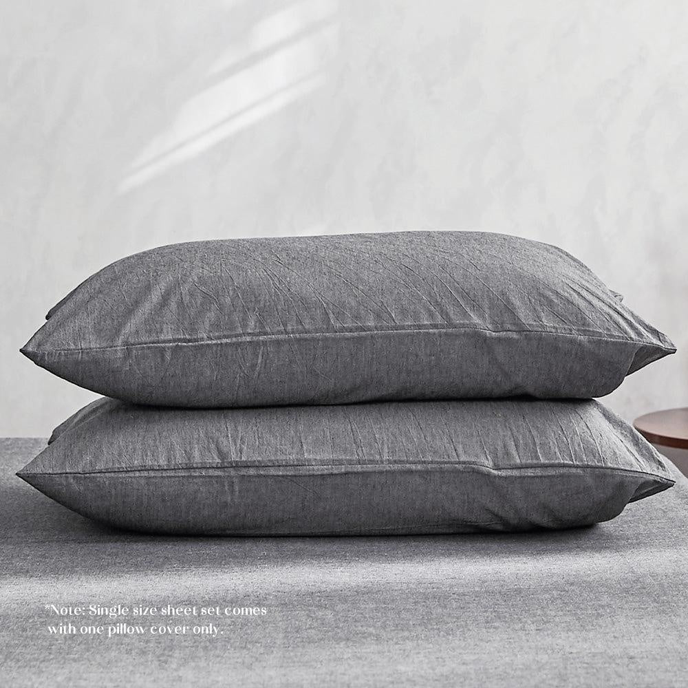 Cosy Club Sheet Set Bed Sheets Set King Flat Cover Pillow Case Black Deals499