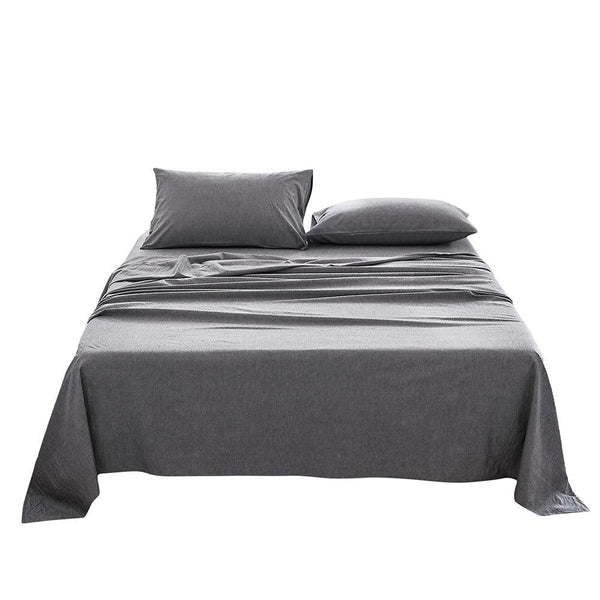 Cosy Club Sheet Set Bed Sheets Set Queen Flat Cover Pillow Case Black Essential Deals499
