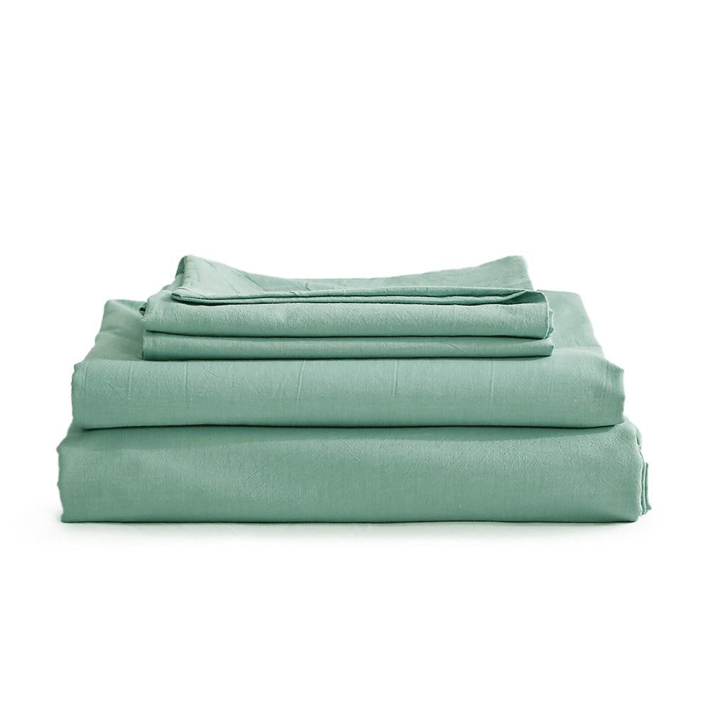 Cosy Club Sheet Set Bed Sheets Set Queen Flat Cover Pillow Case Green Essential Deals499