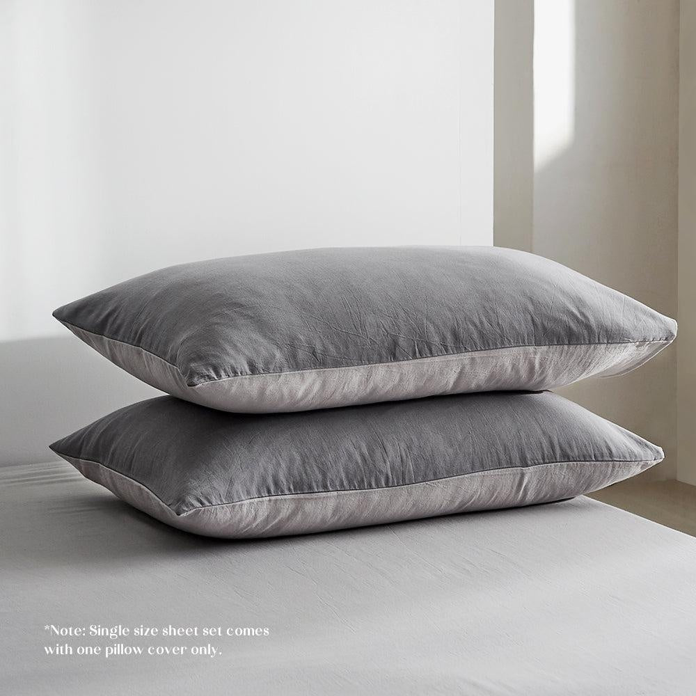 Cosy Club Sheet Set Bed Sheets Set Queen Flat Cover Pillow Case Grey Inspired Deals499