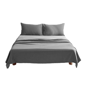Cosy Club Sheet Set Bed Sheets Set Queen Flat Cover Pillow Case Grey Inspired Deals499
