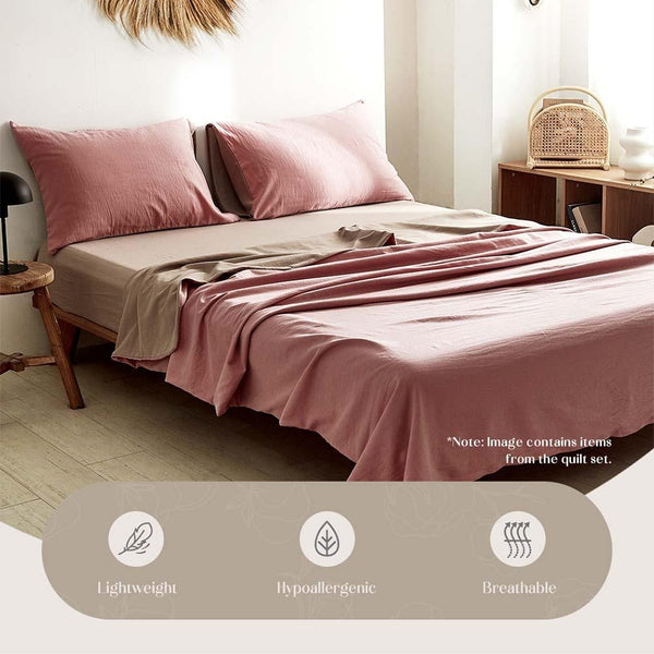 Cosy Club Sheet Set Bed Sheets Set Queen Flat Cover Pillow Case Pink Brown Deals499