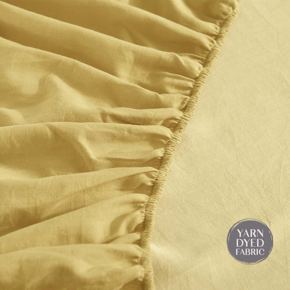 Cosy Club Sheet Set Bed Sheets 100% Cotton Queen Cover Pillow Case Yellow Deals499