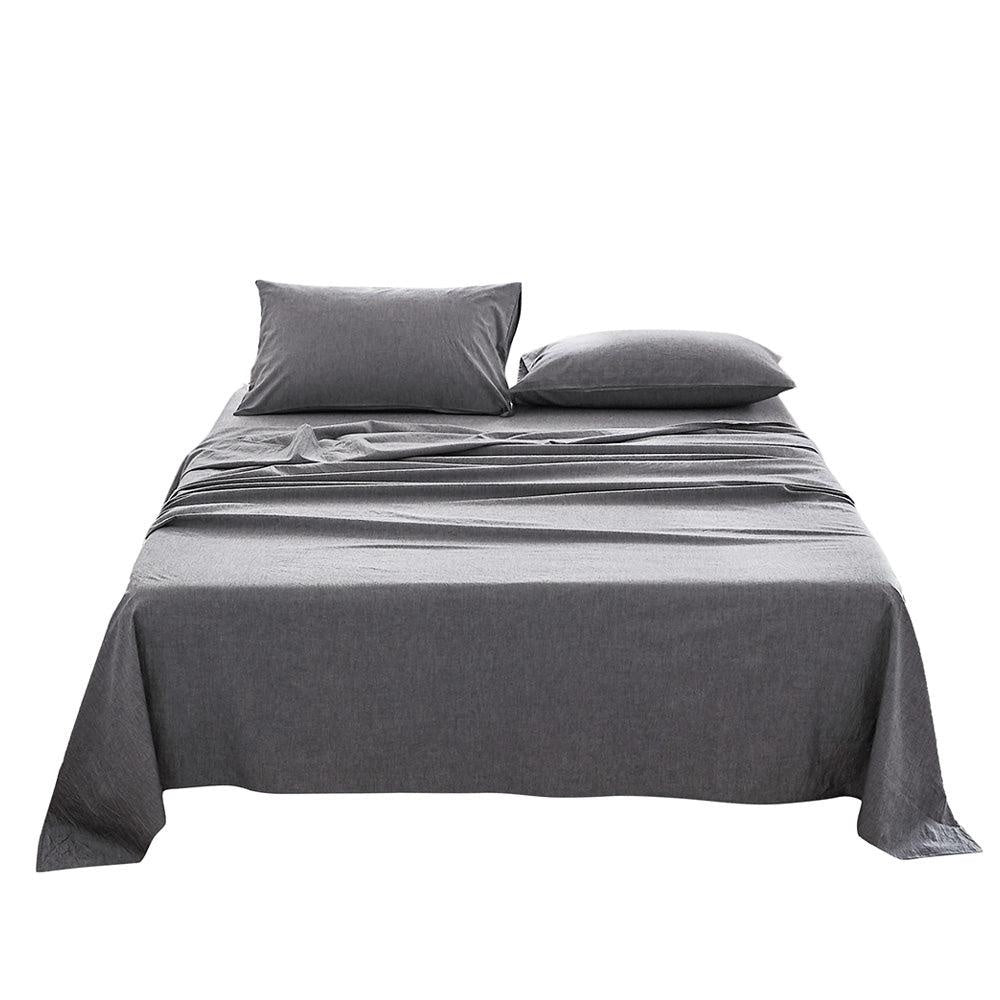 Cosy Club Sheet Set Bed Sheets Set Single Flat Cover Pillow Case Black Essential Deals499