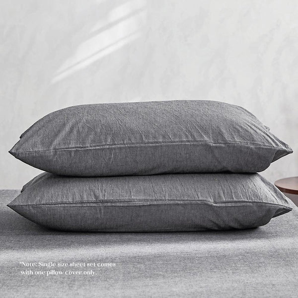Cosy Club Sheet Set Bed Sheets Set Single Flat Cover Pillow Case Black Essential Deals499