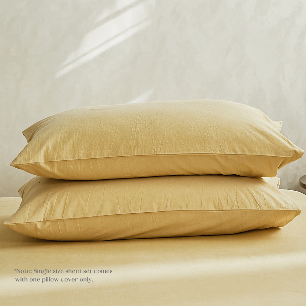 Cosy Club Sheet Set Bed Sheets Set Single Flat Cover Pillow Case Yellow Essential Deals499