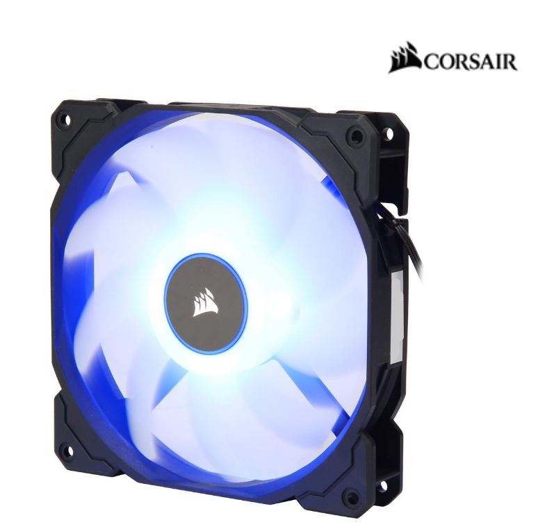 CORSAIR Air Flow 140mm Fan Low Noise Edition / Blue LED 3 PIN - Hydraulic Bearing, 1.43mm H2O. Superior cooling performance and LED illumination CORSAIR