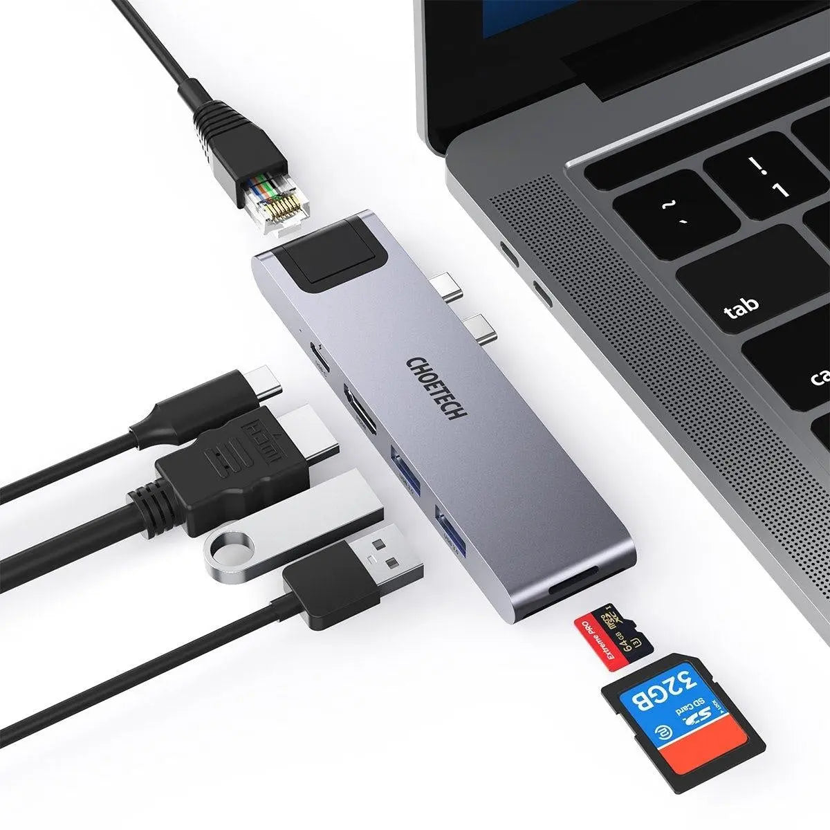 CHOETECH HUB-M24 7-in-2 MacBook Pro/Air USB Adapter USB-C Hub Deals499