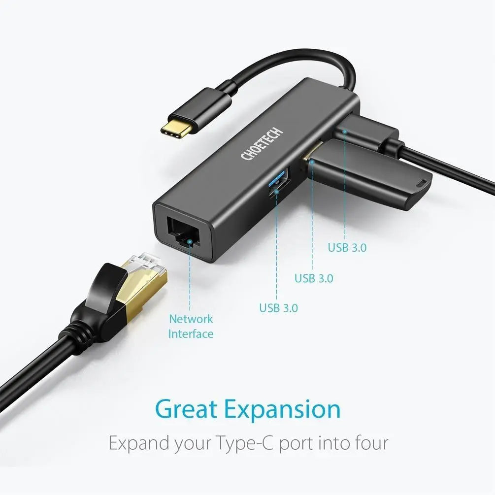 CHOETECH HUB-U02 USB-C To Ethernet Hub Deals499