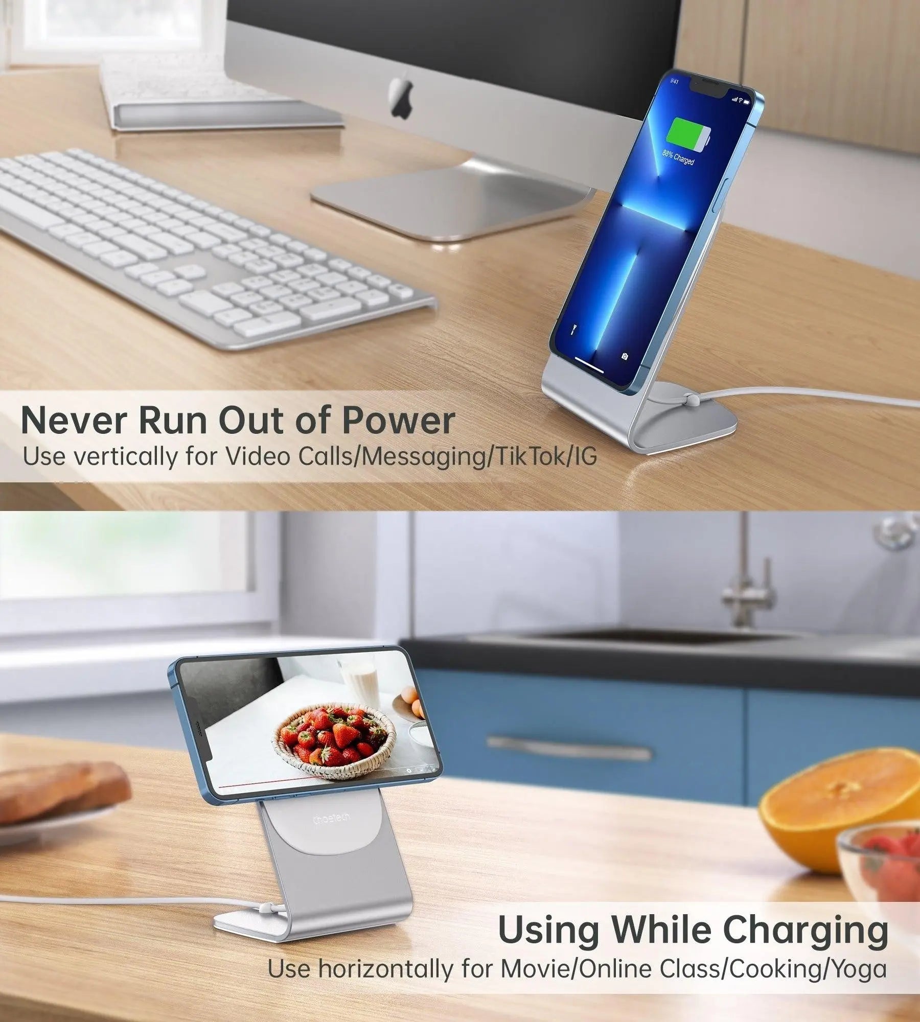 CHOETECH MIX00117SL Magasafe Fast Wireless Charger Stand Holder With PD20w Apadater For iPhone 13/iPhone 12 (H047+T517) Deals499