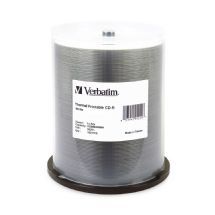 VERBATIM CD-R 700MB/52X Storage Capacity, Compatible with CD drives up to 52X Speed 100Pk White Thermal (LS) VERBATIM