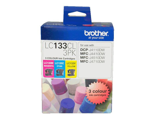 BROTHER LC133 Colour Value Pack, 1X Cyan 1X Megenta 1X Yellow BROTHER