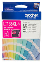 BROTHER LC-135XLM Magenta Ink Cartridge- MFC-J6520DW/J6720DW/J6920DW and DCP-J4110DW/MFC-J4410DW/J4510DW/J4710DW - up to 1200 pages BROTHER