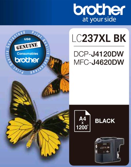 Brother LC237XLBKS Black Ink Cartridge - to suit DCP-J4120DW/MFC-J4620DW - up to 1200 pages BROTHER