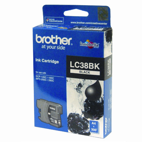 Brother LC-38BK Black Ink Cartridge- DCP-145C/165C/195C/375CW, MFC-250C/255CW/257CW/290C/295CN- up to 300 pages BROTHER