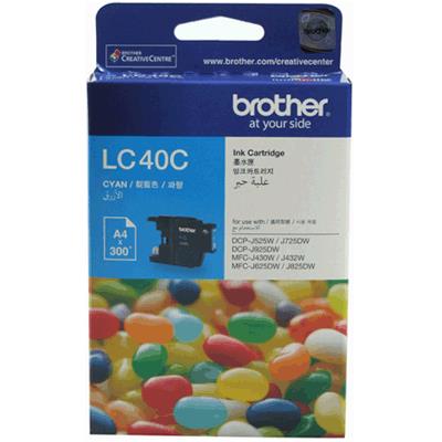 Brother LC-40C  Cyan Ink Cartridge- to suit DCP-J525W/J725DW/J925DW, MFC-J430W/J432W/J625DW/J825DW- up to 300 pages BROTHER