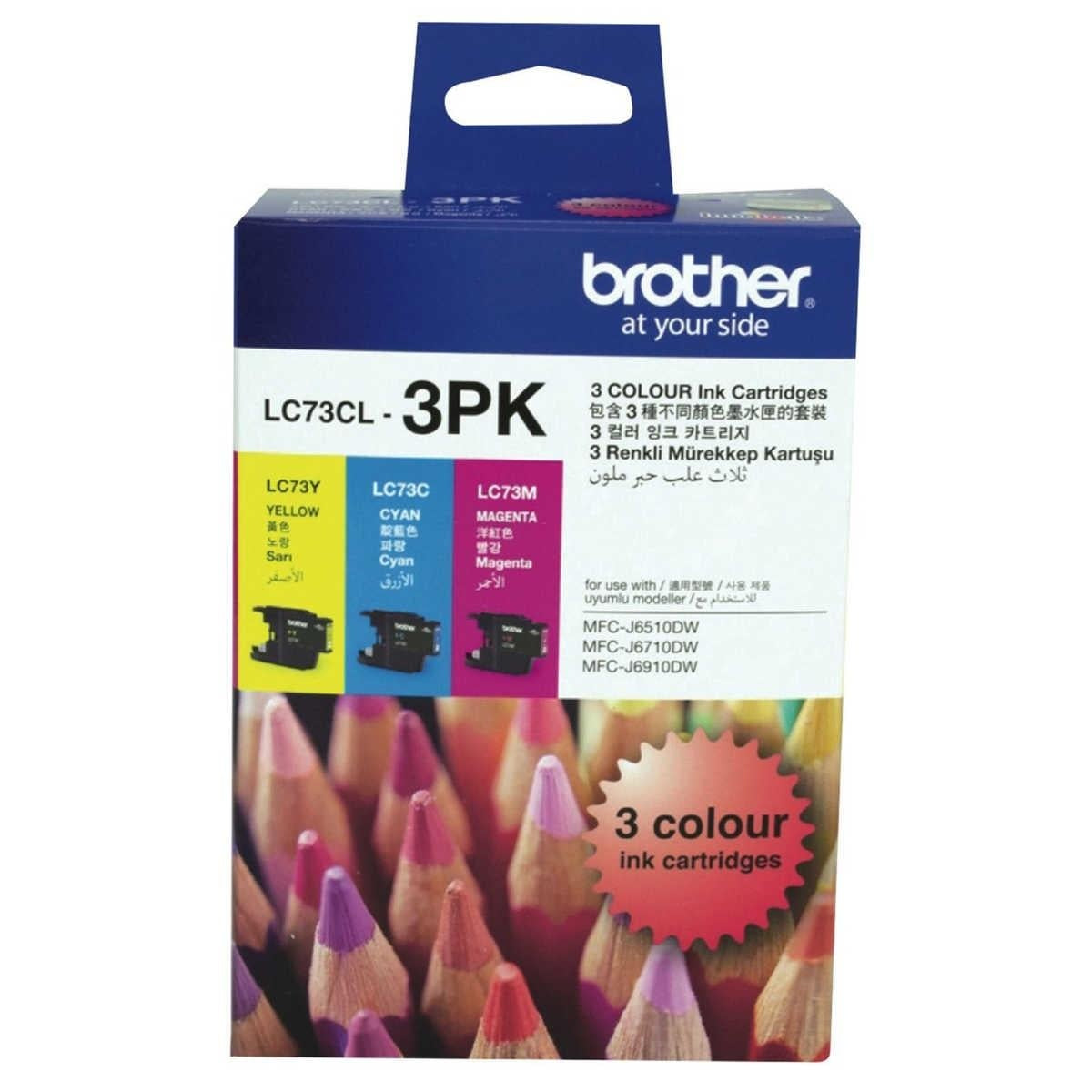 Brother LC-73 Colour Value Pack 1X Cyan 1X Magenta 1X Yellow BROTHER