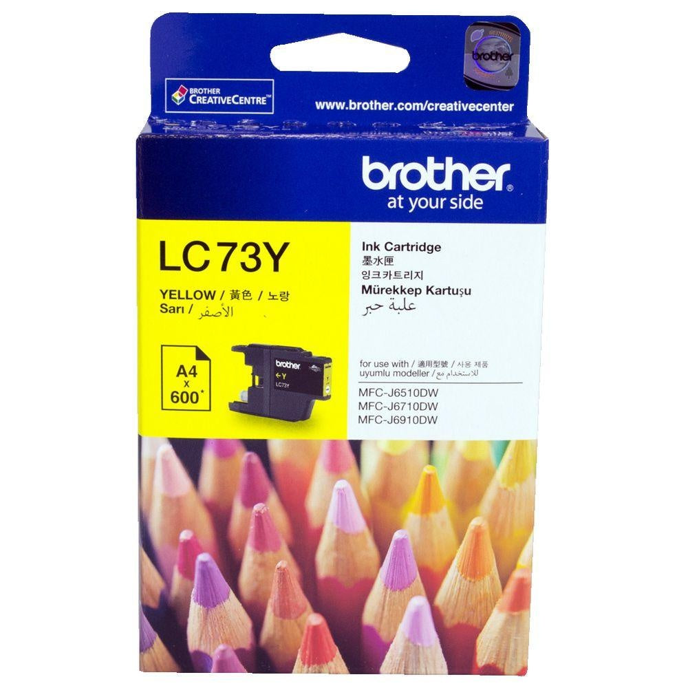 Brother LC-73Y Yellow High Yield Ink - DCP-J525W/J725DW/J925DW, MFC-J6510DW/J6710DW/J6910DW/J5910DW/J430W/J432W/J625DW/J825DW - up to 600 p BROTHER