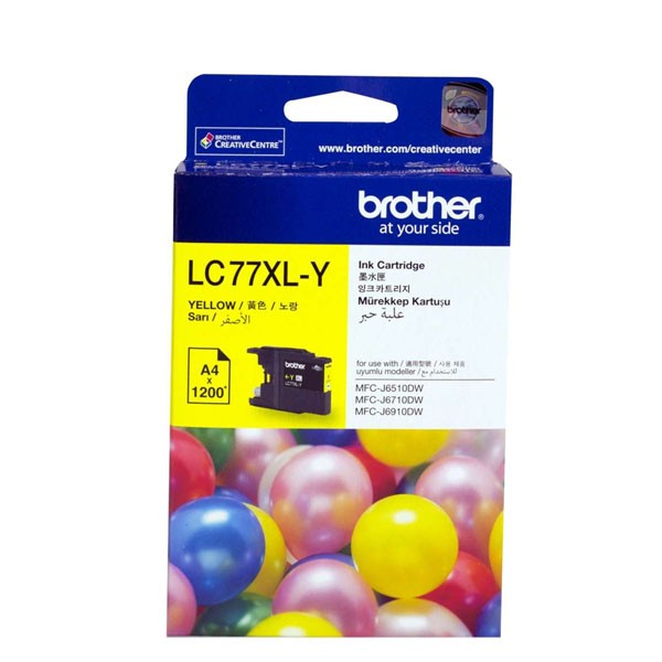 Brother LC-77XLY Yellow Super High Yield Ink Cartridge- MFC-J6510DW/J6710DW/J6910DW/J5910DW - up to 1200 pages BROTHER