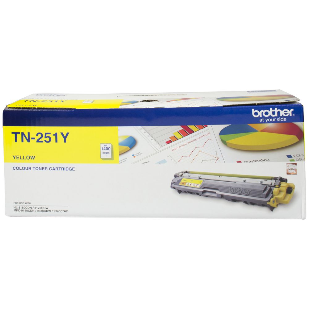 Brother TN-251Y Colour Laser Toner- Yellow, HL-3150CDN/3170CDW/MFC-9140CDN/9330CDW/9335CDW/9340CDW /DCP-9015CDW(1,400 Pages) BROTHER