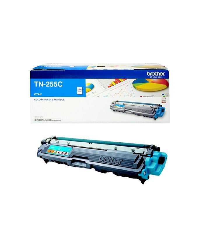 Brother TN-255C Colour Laser Toner- Cyan High Yield Cartridge-HL-3150CDN/3170CDW/MFC-9140CDN/9330CDW/9335CDW/9340CDW /DCP-9015CDW(2,200 Page BROTHER