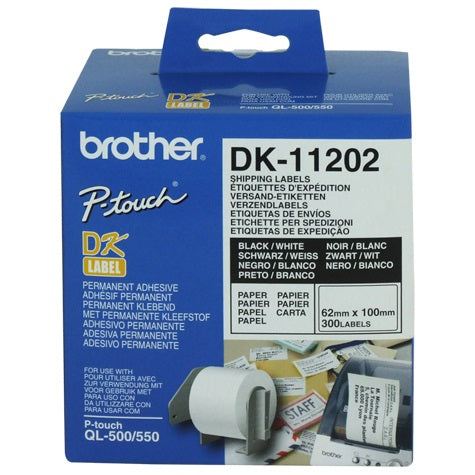 White Shipping/Name Badge Labe 62mmX100mm,300 labels per roll BROTHER