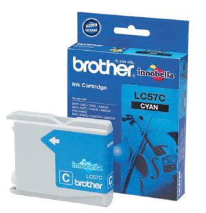 Brother LC-57C Cyan Ink Cartridge- FAX-2480C, DCP-130C/330C/540CN/350C, MFC-240C/440CN/3360C/5460CN/5860CN/665CW/465CN/685CW/885CW- up to 400 p BROTHER