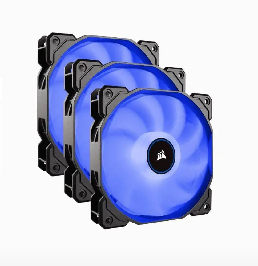 CORSAIR Air Flow 120mm Fan Low Noise Edition / Blue LED 3 PIN - Hydraulic Bearing, 1.43mm H2O. Superior cooling performance. Three Pack! CORSAIR