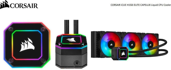 CORSAIR H150i Elite CAPELLIX 360mm Black Radiator, 3x ML120 RGB PWM Fans, Ultra Bright RGB Pump Head. Liquid Cooling, 5 Yrs Warranty. CORSAIR