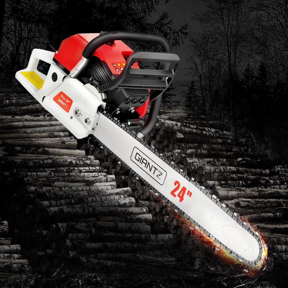 Giantz 88CC Commercial Petrol Chainsaw - Red & White Deals499