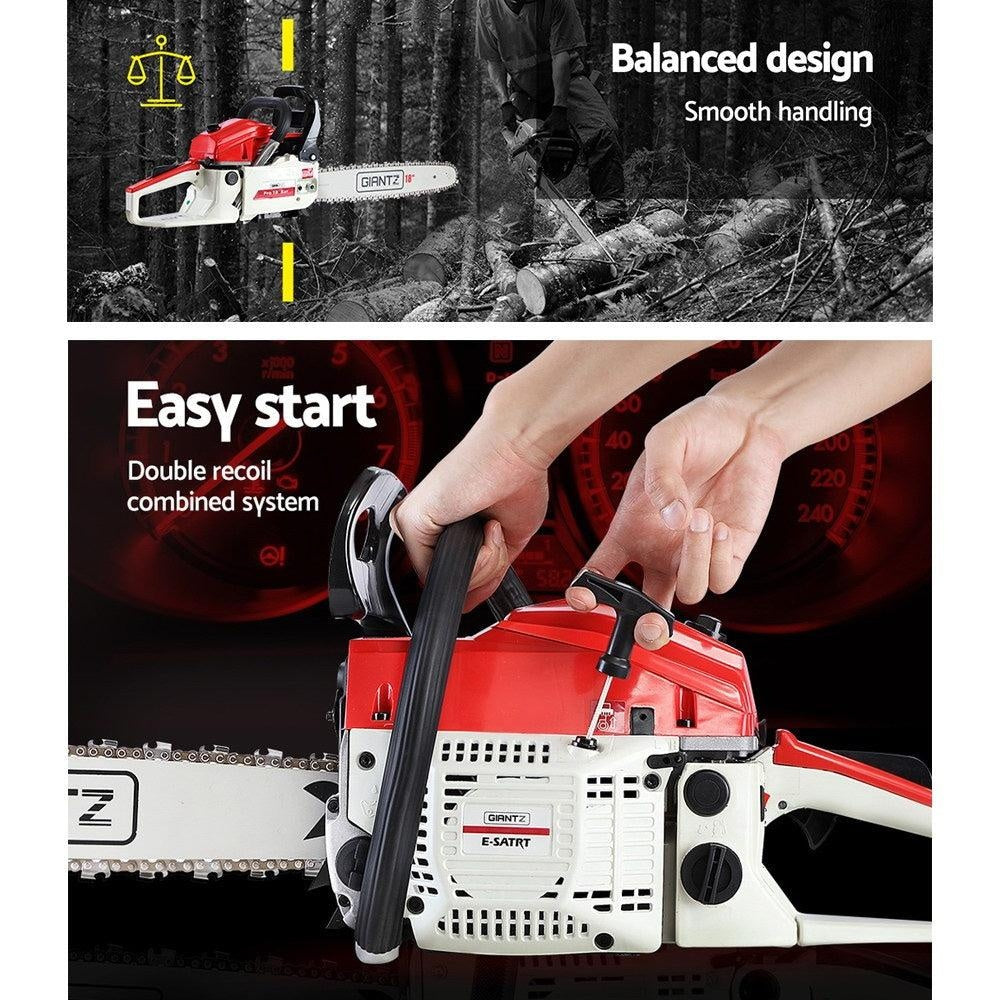 GIANTZ 45CC Petrol Commercial Chainsaw Chain Saw Bar E-Start Pruning Deals499