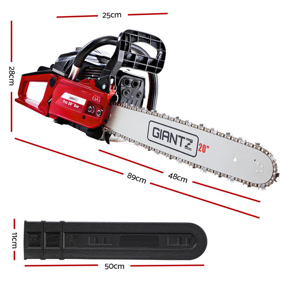 GIANTZ 52CC Petrol Commercial Chainsaw Chain Saw Bar E-Start Black Deals499