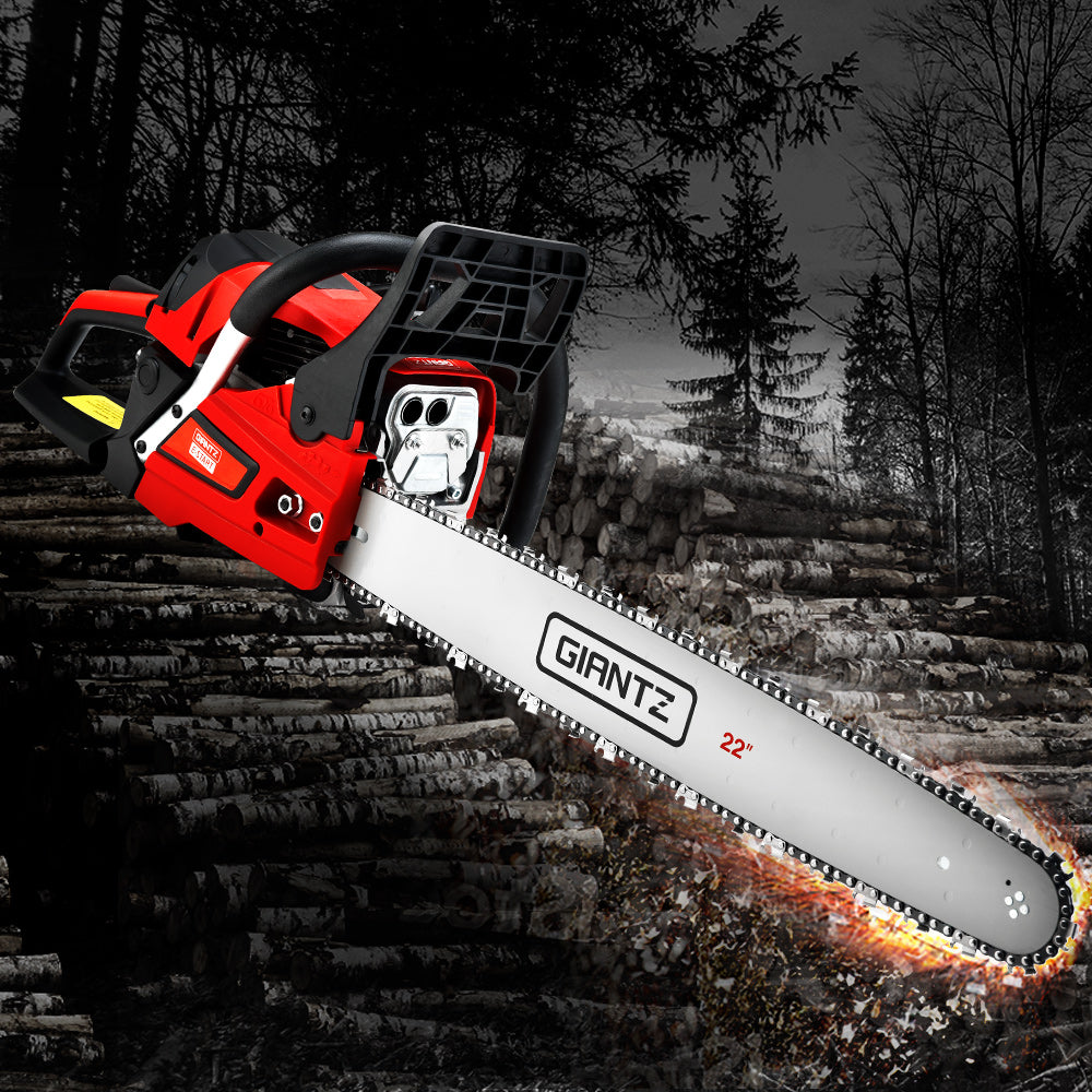 Giantz Chainsaw 58cc Petrol Commercial Pruning Chain Saw E-Start 22'' Bar Top Deals499