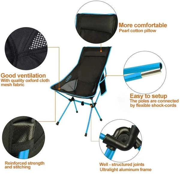 Camping Chair Folding High Back Backpacking Chair with Headrest, Lightweight Portable Compact for Outdoor Camp, Travel, Beach, Picnic, Festival Deals499