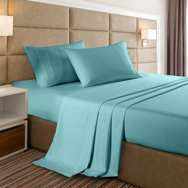 Casa Decor 2000 Thread Count Bamboo Cooling Sheet Set Ultra Soft Bedding Aqua King Deals499