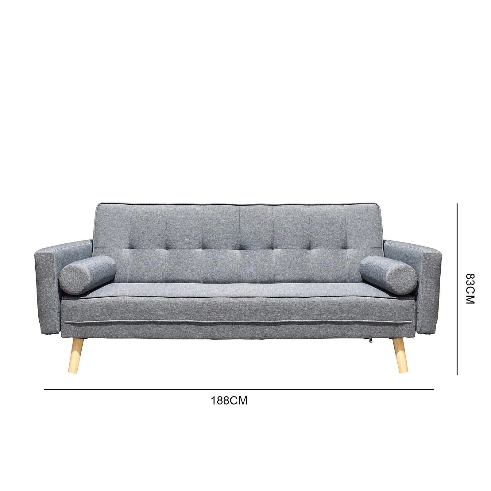 Casa Decor Sicily 2 in 1 Sofa Bed Charcoal 3 Seater Futon Couch Recliner Deals499