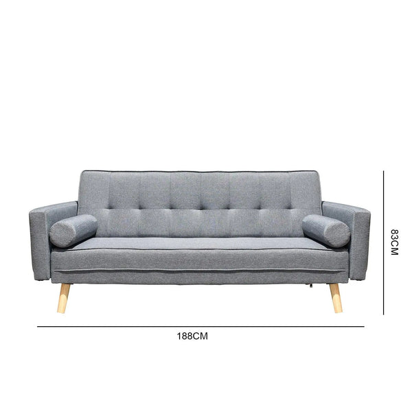 Casa Decor Sicily 2 in 1 Sofa Bed Charcoal 3 Seater Futon Couch Recliner Deals499