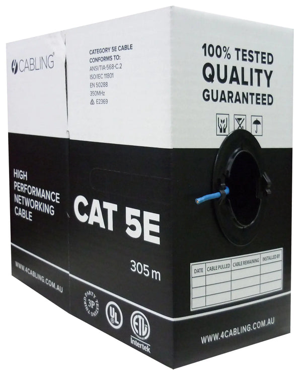 Cat 5E Ethernet Cable Reel Box with Solid Conductors. 305m Pull Box. Blue Deals499