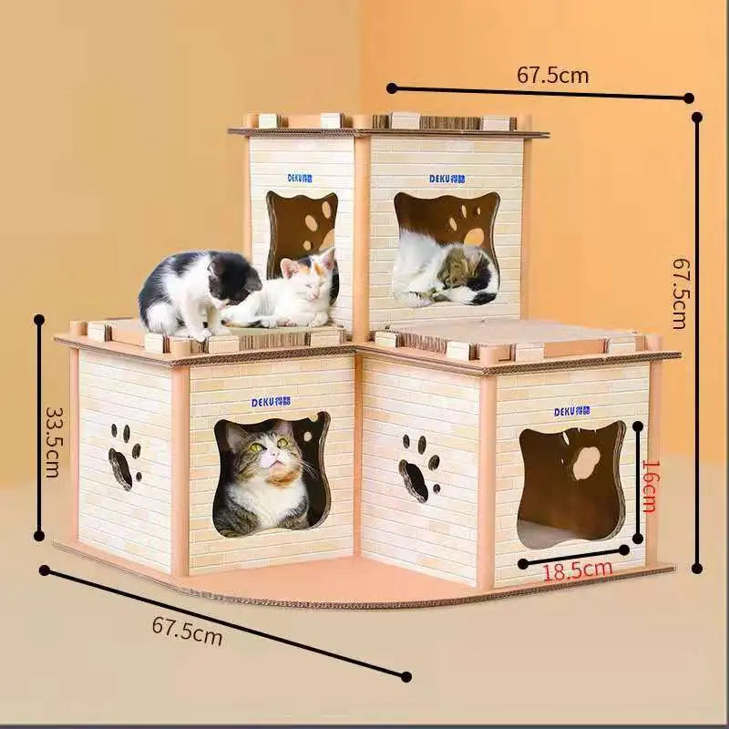 Cat Cardboard House Tower Condo Scratcher Pet Post Pad Mat Furniture Deals499