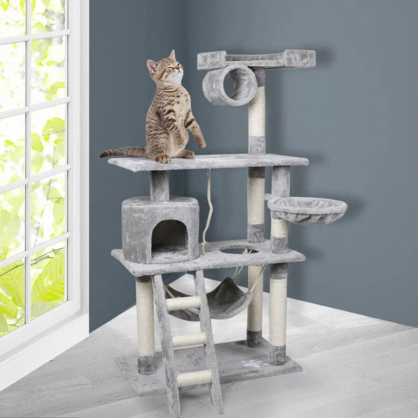 Cat Tree Beastie Scratching Post Pet Scratcher Condo Tower 140cm Grey Deals499