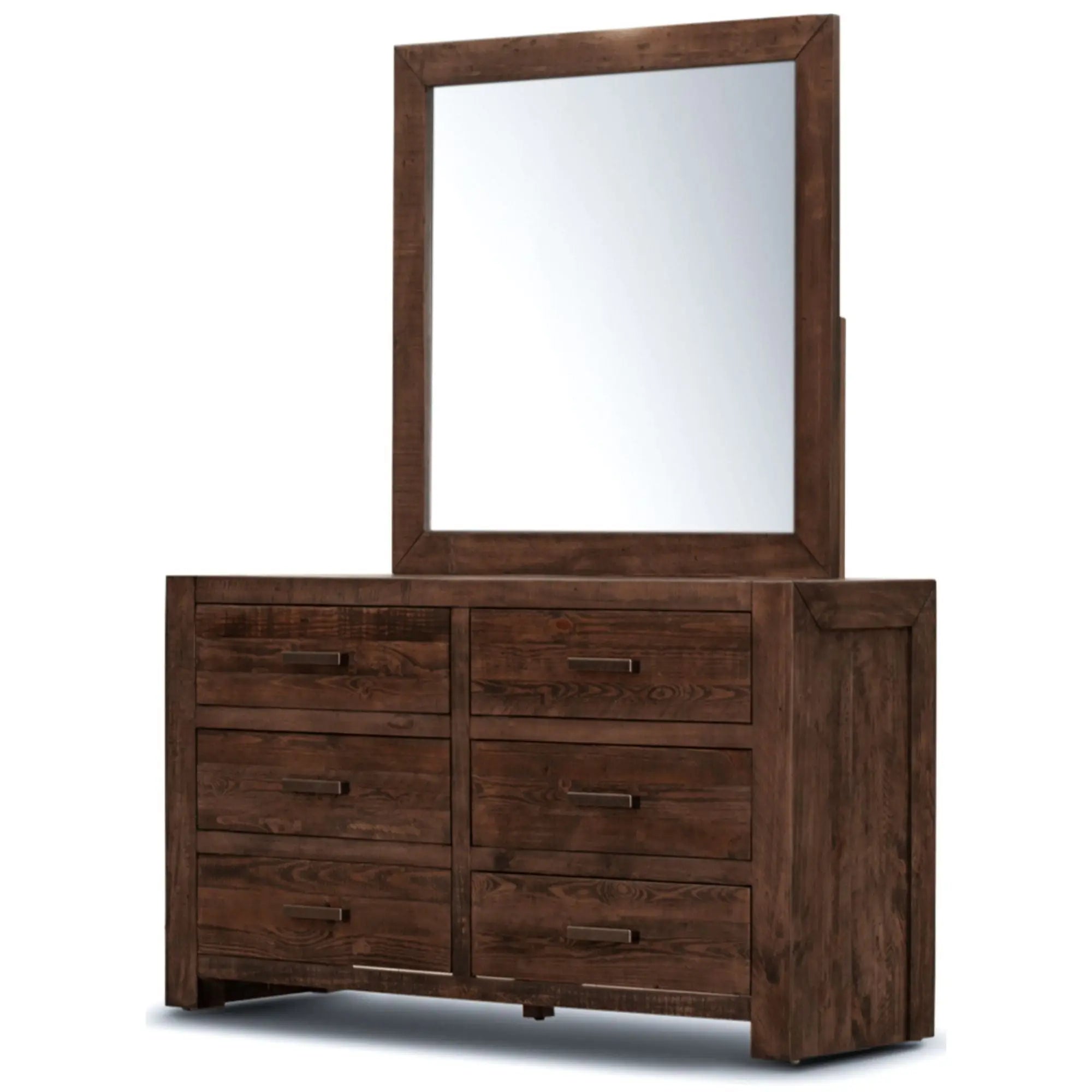 Catmint Dresser Mirror 6 Chest of Drawers Tallboy Storage Cabinet - Grey Stone Deals499