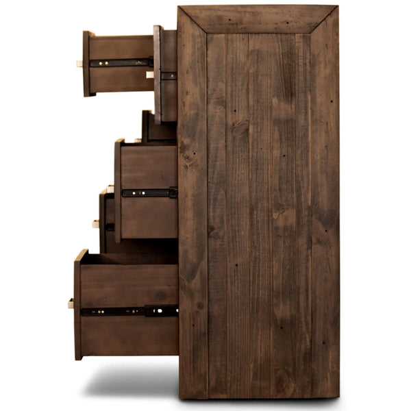 Catmint Tallboy 7 Chest of Drawers Pine Wood Bed Storage Cabinet - Grey Stone Deals499