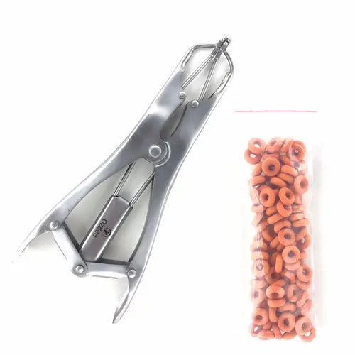 Cattle Lamb Sheep Stainless Steel Elastrator Castrating Plier with 100 Rubber Deals499