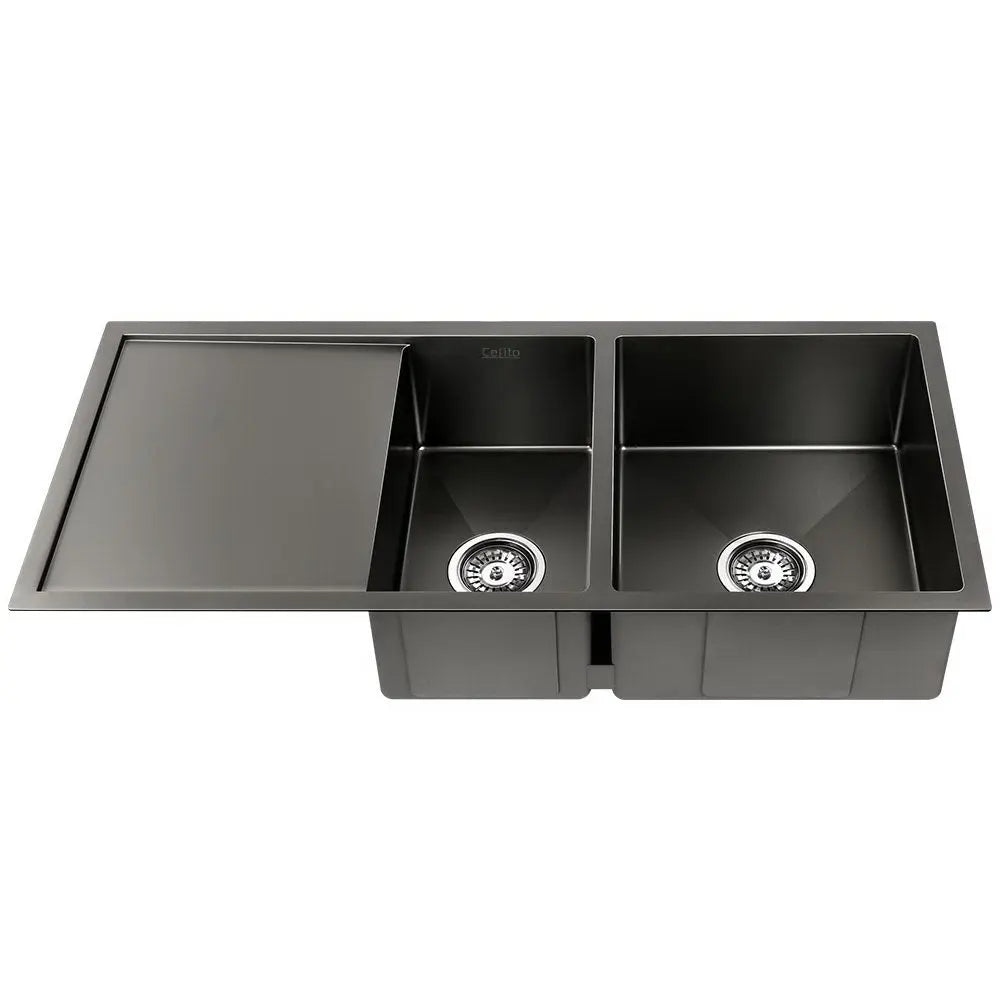 Cefito 100cm x 45cm Stainless Steel Kitchen Sink Under/Top/Flush Mount Black Deals499