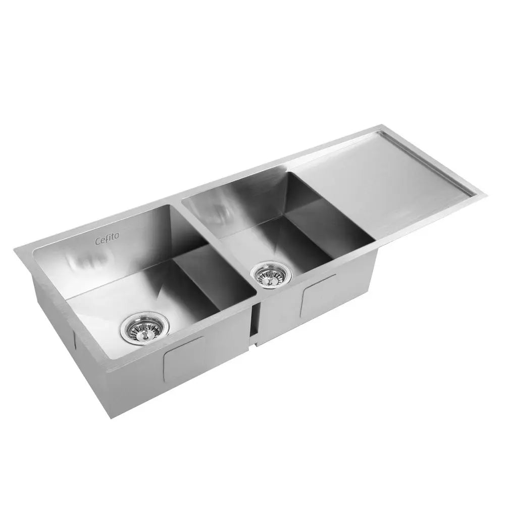 Cefito 111cm x 45cm Stainless Steel Kitchen Sink Under/Top/Flush Mount Silver Deals499