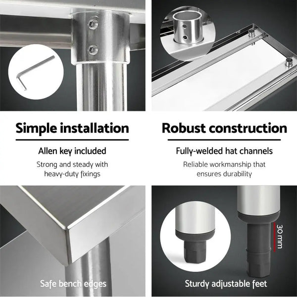 Cefito 1524 x 610mm Commercial Stainless Steel Kitchen Bench Deals499