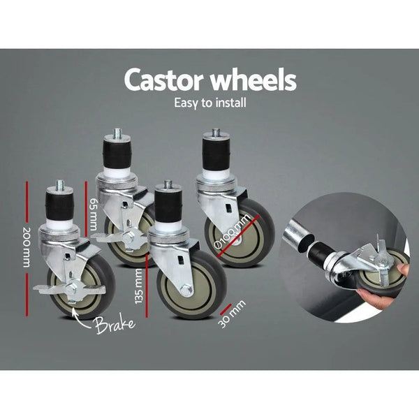 Cefito 430 Stainless Steel Kitchen Benches Work Bench Food Prep Table with Wheels 1219MM x 610MM Deals499