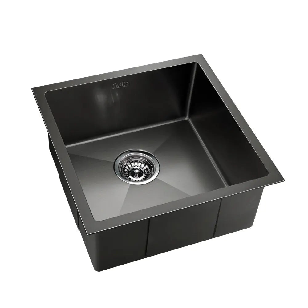 Cefito 51cm x 45cm Stainless Steel Kitchen Sink Under/Top/Flush Mount Black Deals499